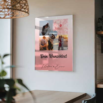 Personalisierte Foto Acrylglas mit 3 Fotos Herz Foto Karte Wunschtext All Of Me Loves All Of You