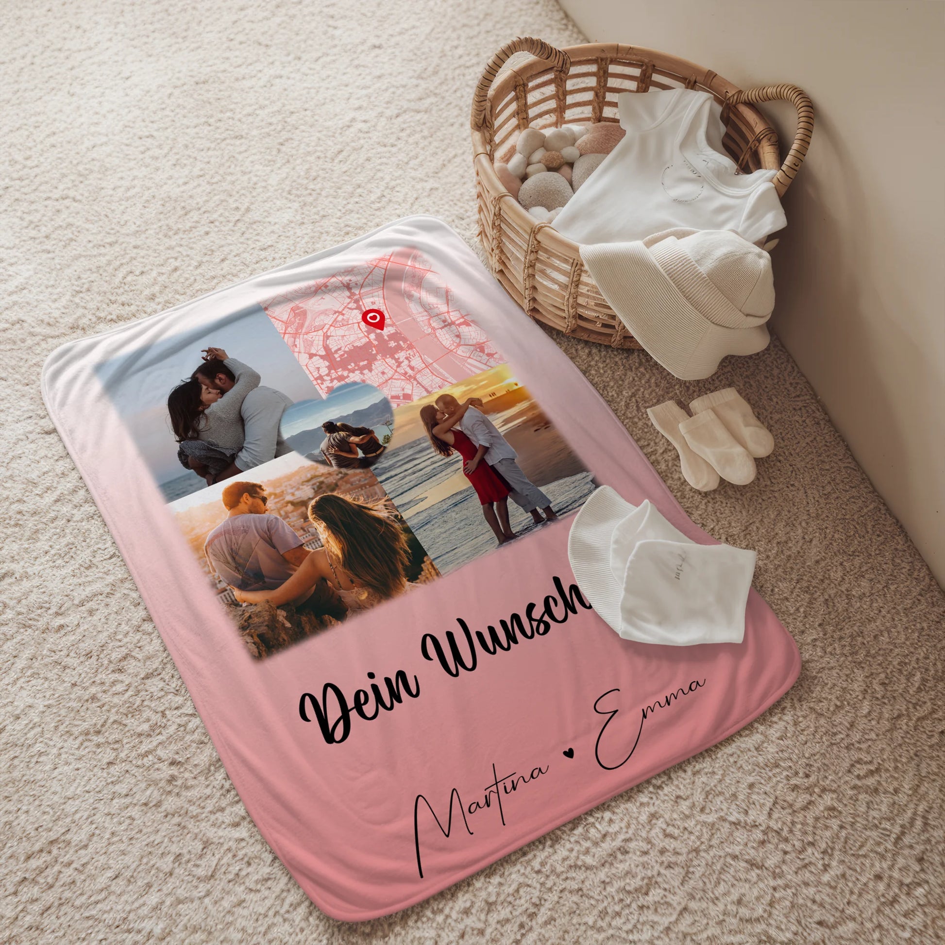 Personalisierte Decke Mit Namen 3 Fotos 1 Herz Foto Karte Wunschtext All Of Me Loves All Of You 2