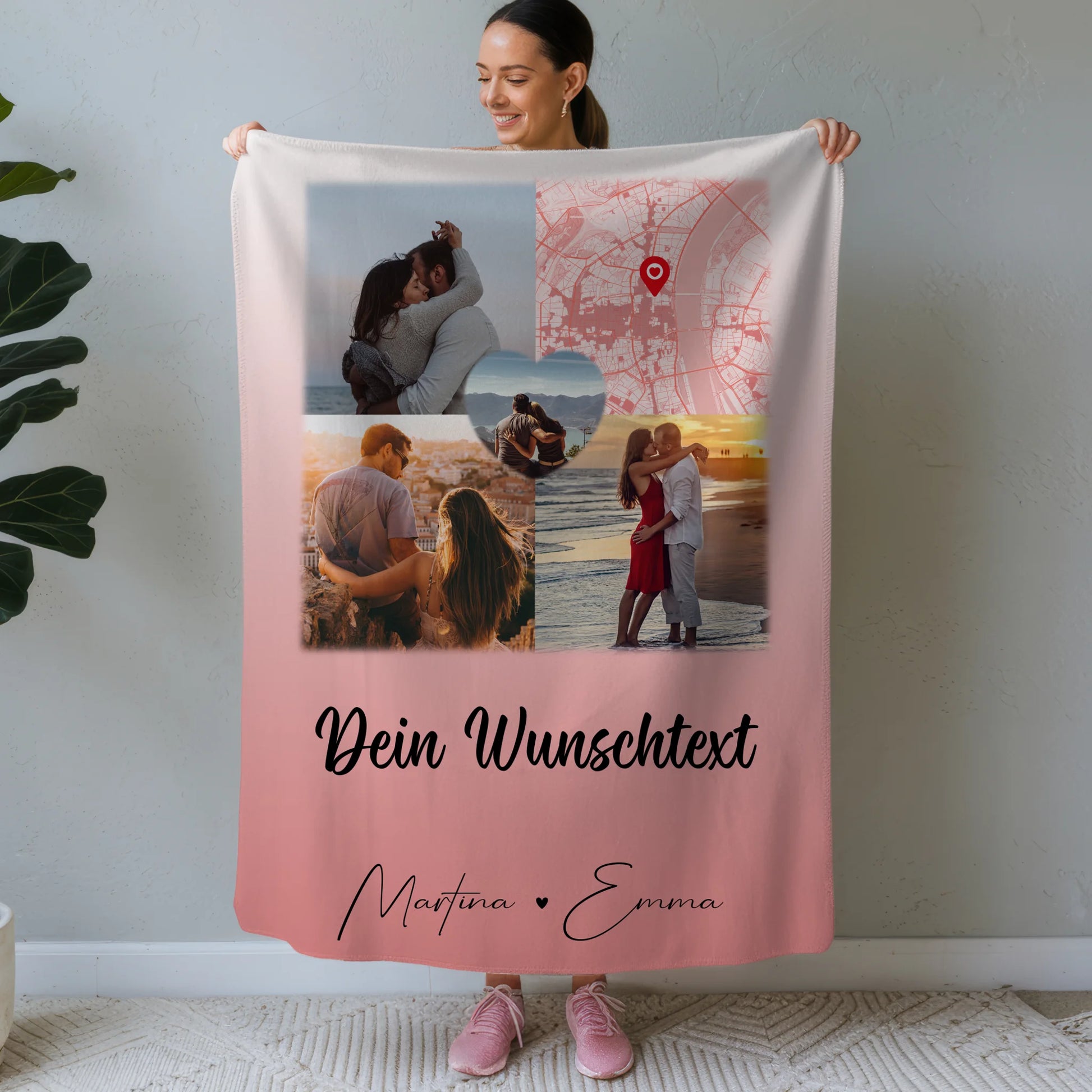 Personalisierte Decke Mit Namen 3 Fotos 1 Herz Foto Karte Wunschtext All Of Me Loves All Of You 1