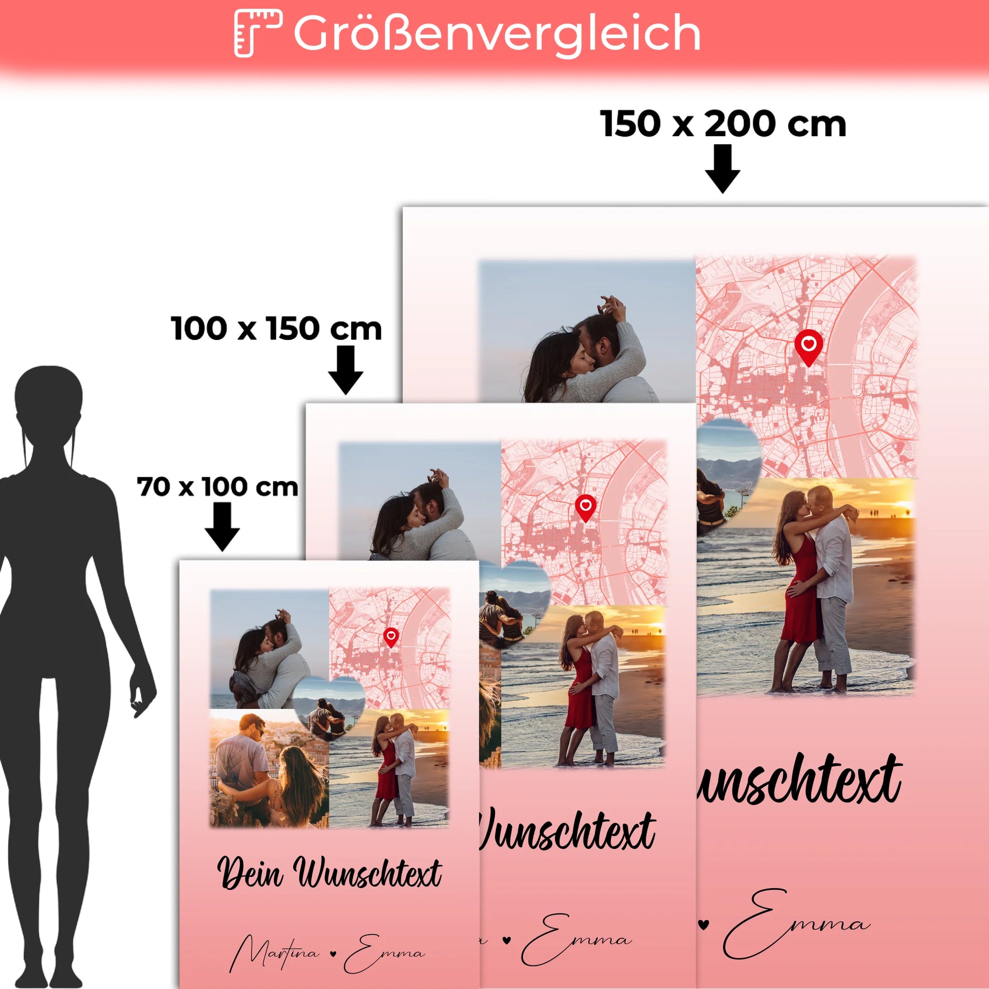 Personalisierte Decke Mit Namen 3 Fotos 1 Herz Foto Karte Wunschtext All Of Me Loves All Of You 5