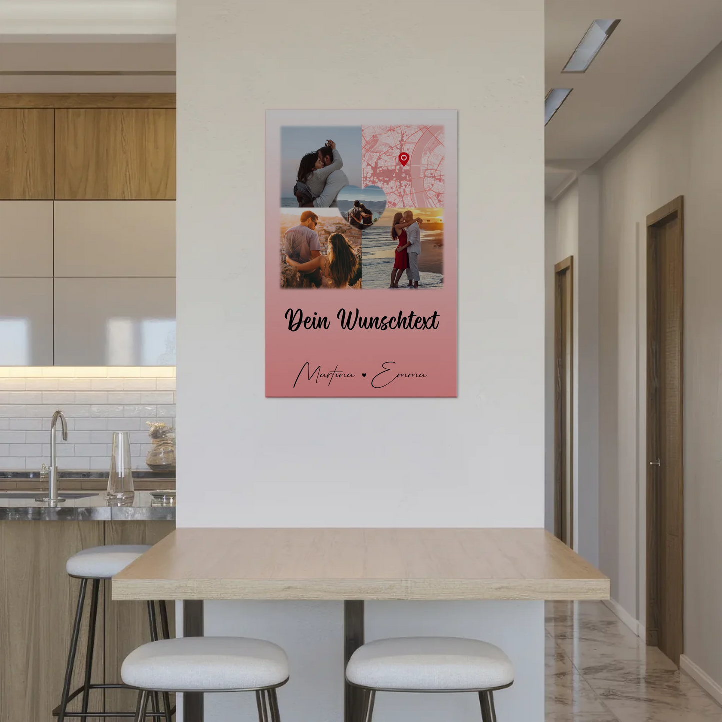 Personalisiertes Fotoboard Magnet Poster mit 3 Fotos Herz Foto Karte Wunschtext All Of Me Loves All Of You 2