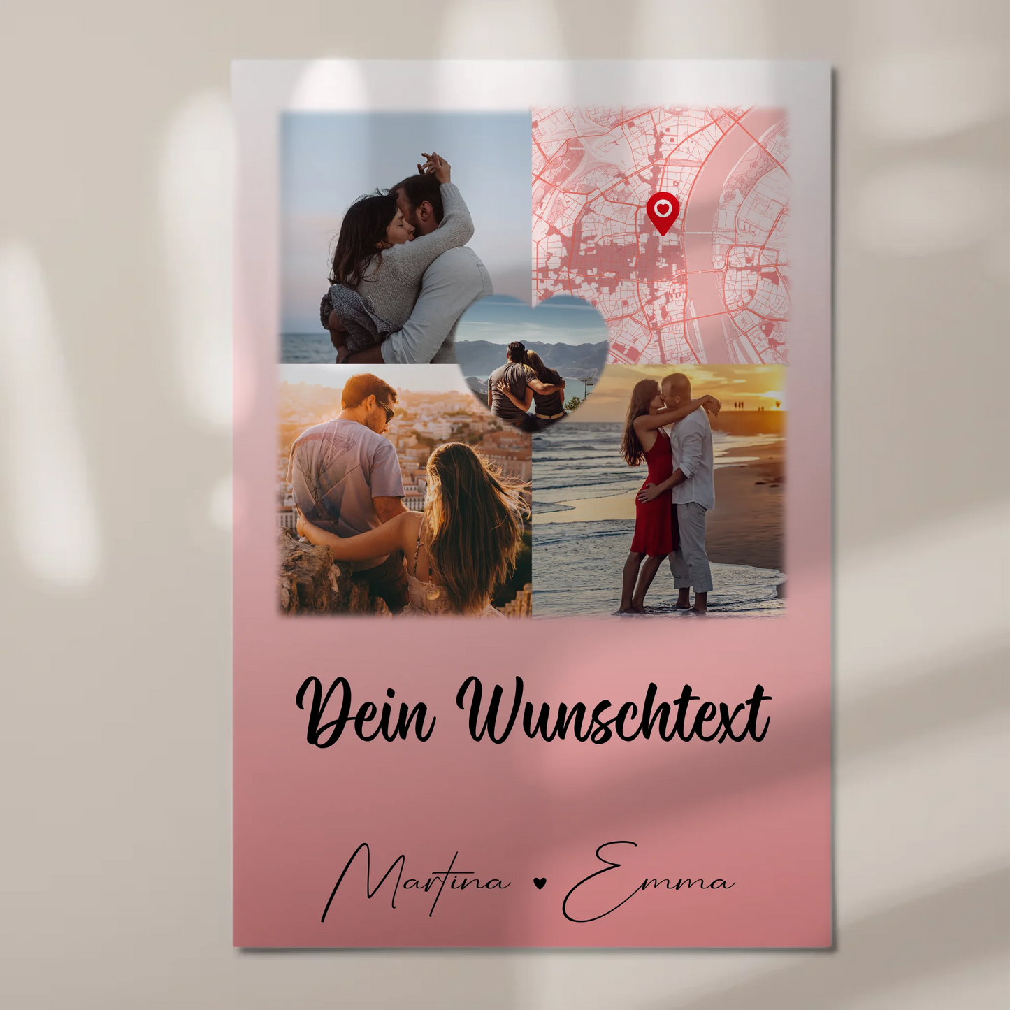 Personalisiertes Fotoboard Magnet Poster mit 3 Fotos Herz Foto Karte Wunschtext All Of Me Loves All Of You 1