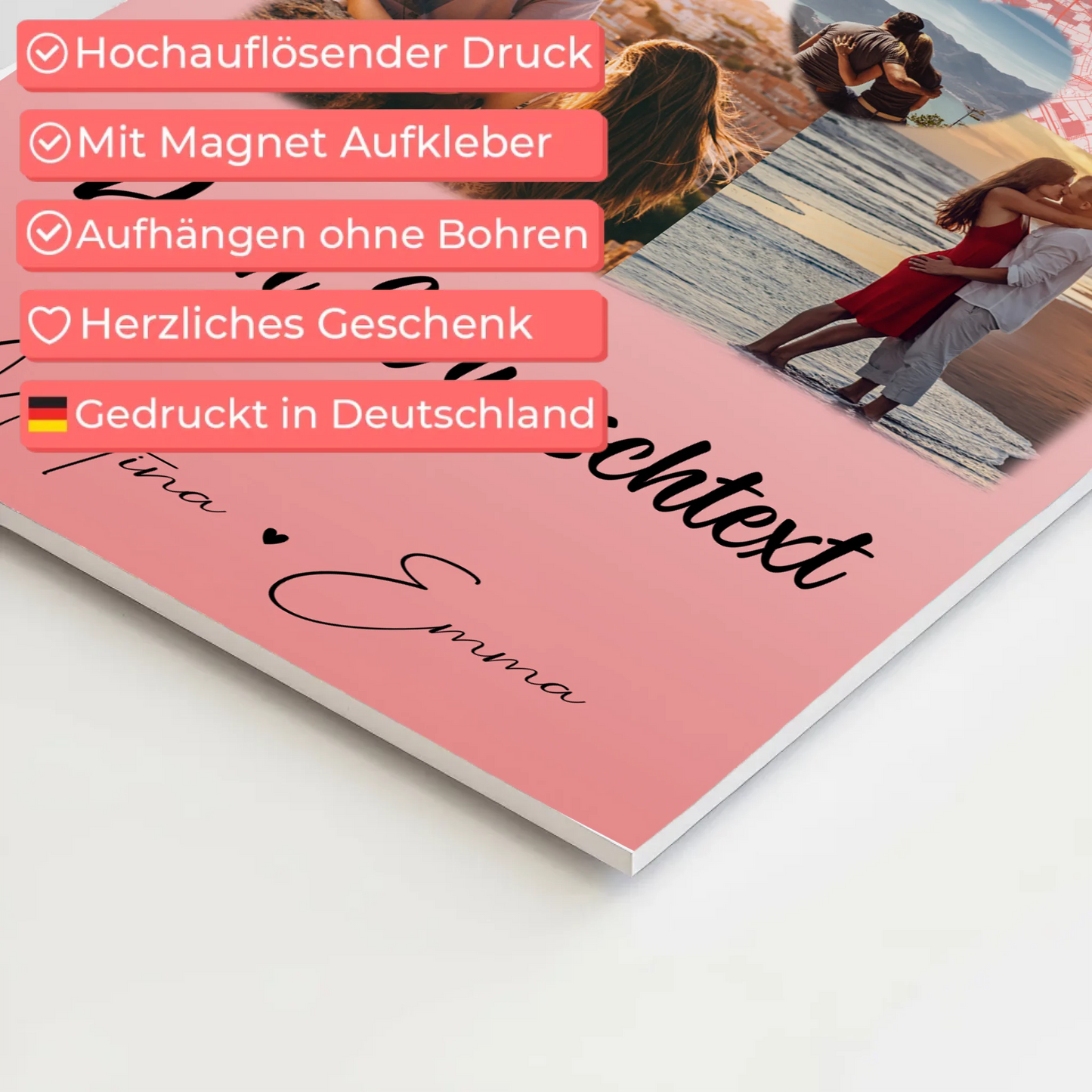 Personalisiertes Fotoboard Magnet Poster mit 3 Fotos Herz Foto Karte Wunschtext All Of Me Loves All Of You 4