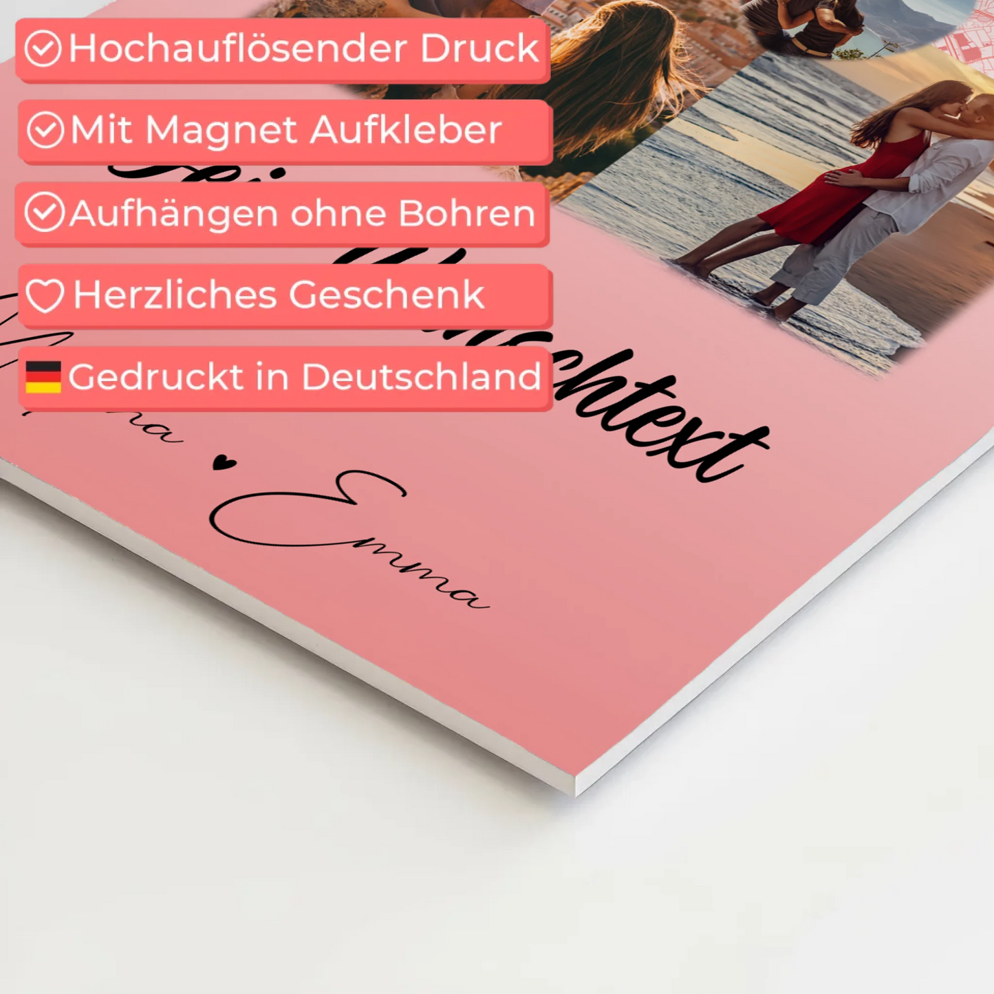 Personalisiertes Fotoboard Magnet Poster mit 3 Fotos Herz Foto Karte Wunschtext All Of Me Loves All Of You 10