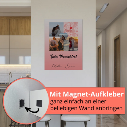 Personalisiertes Fotoboard Magnet Poster mit 3 Fotos Herz Foto Karte Wunschtext All Of Me Loves All Of You
