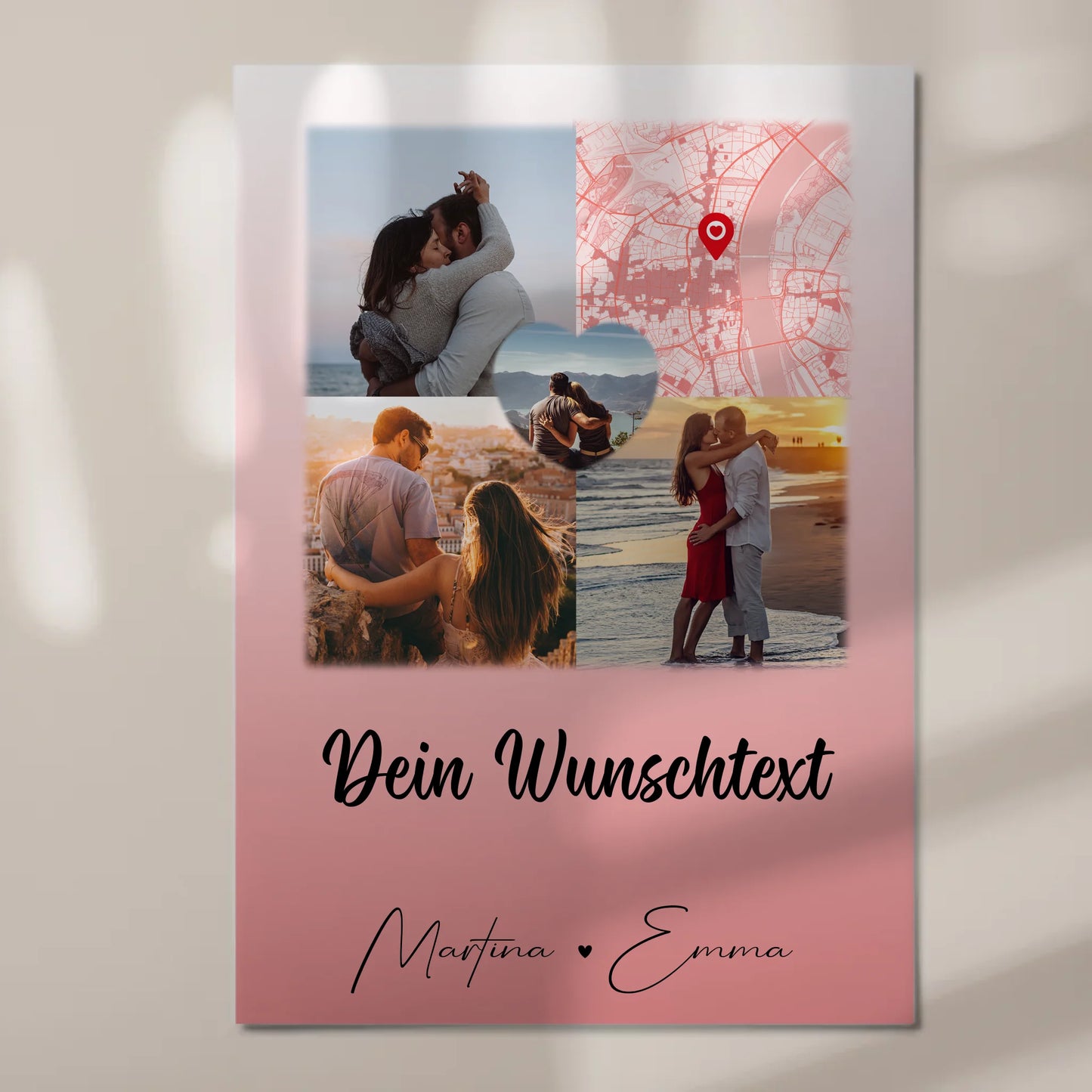 Personalisiertes Fotoboard Magnet Poster mit 3 Fotos Herz Foto Karte Wunschtext All Of Me Loves All Of You