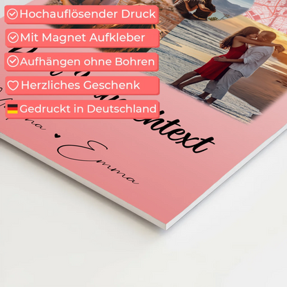 Personalisiertes Fotoboard Magnet Poster mit 3 Fotos Herz Foto Karte Wunschtext All Of Me Loves All Of You