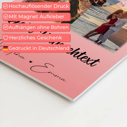 Personalisiertes Fotoboard Magnet Poster mit 3 Fotos Herz Foto Karte Wunschtext All Of Me Loves All Of You