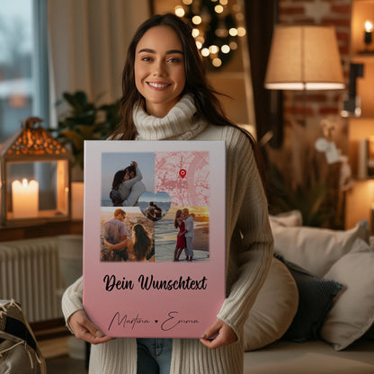 Personalisierte Leinwand Paare mit 3 Fotos Herz Foto Karte Wunschtext All Of Me Loves All Of You