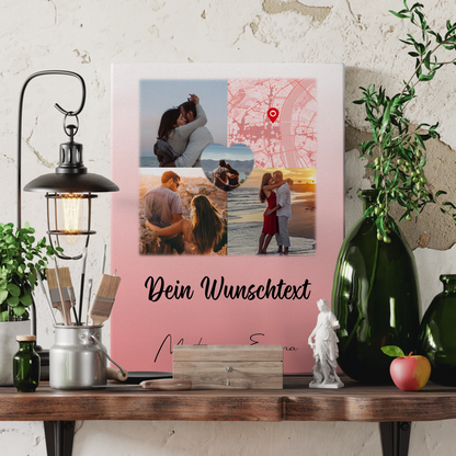 Personalisierte Leinwand Paare mit 3 Fotos Herz Foto Karte Wunschtext All Of Me Loves All Of You