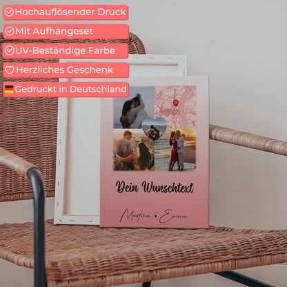 Personalisierte Leinwand Paare mit 3 Fotos Herz Foto Karte Wunschtext All Of Me Loves All Of You