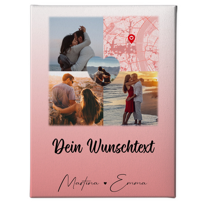 Personalisierte Leinwand Paare mit 3 Fotos Herz Foto Karte Wunschtext All Of Me Loves All Of You
