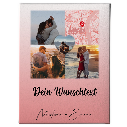 Personalisierte Leinwand Paare mit 3 Fotos Herz Foto Karte Wunschtext All Of Me Loves All Of You