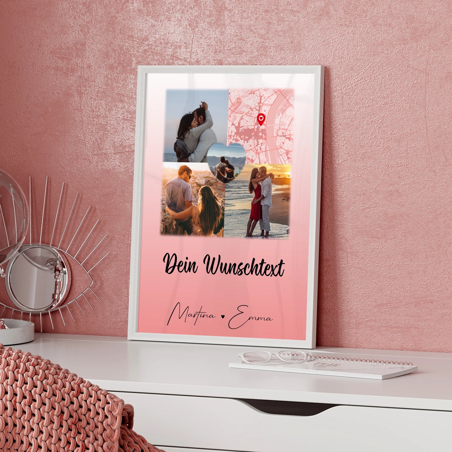 Poster Liebe 3 Fotos und 1 Herz Foto als Karte mit Wunschtext All Of Me Loves All Of You