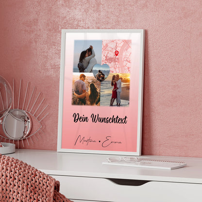 Poster Liebe 3 Fotos und 1 Herz Foto als Karte mit Wunschtext All Of Me Loves All Of You