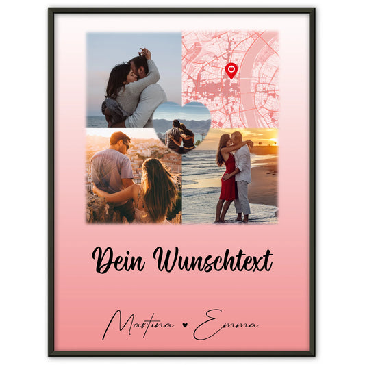 Poster Liebe 3 Fotos und 1 Herz Foto als Karte mit Wunschtext All Of Me Loves All Of You