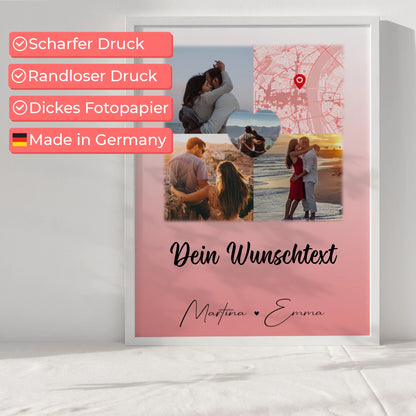 Poster Liebe 3 Fotos und 1 Herz Foto als Karte mit Wunschtext All Of Me Loves All Of You