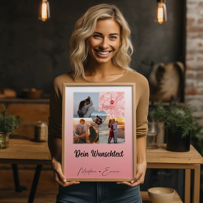 Poster Liebe 3 Fotos und 1 Herz Foto als Karte mit Wunschtext All Of Me Loves All Of You