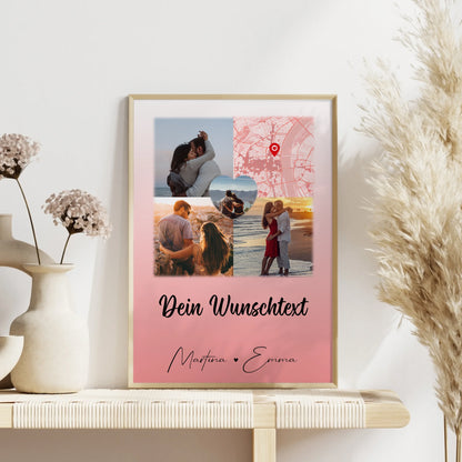 Poster Liebe 3 Fotos und 1 Herz Foto als Karte mit Wunschtext All Of Me Loves All Of You