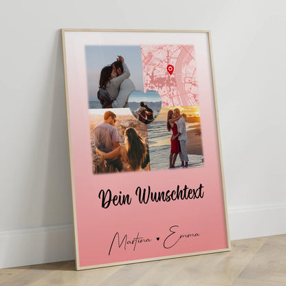 Poster Liebe 3 Fotos und 1 Herz Foto als Karte mit Wunschtext All Of Me Loves All Of You
