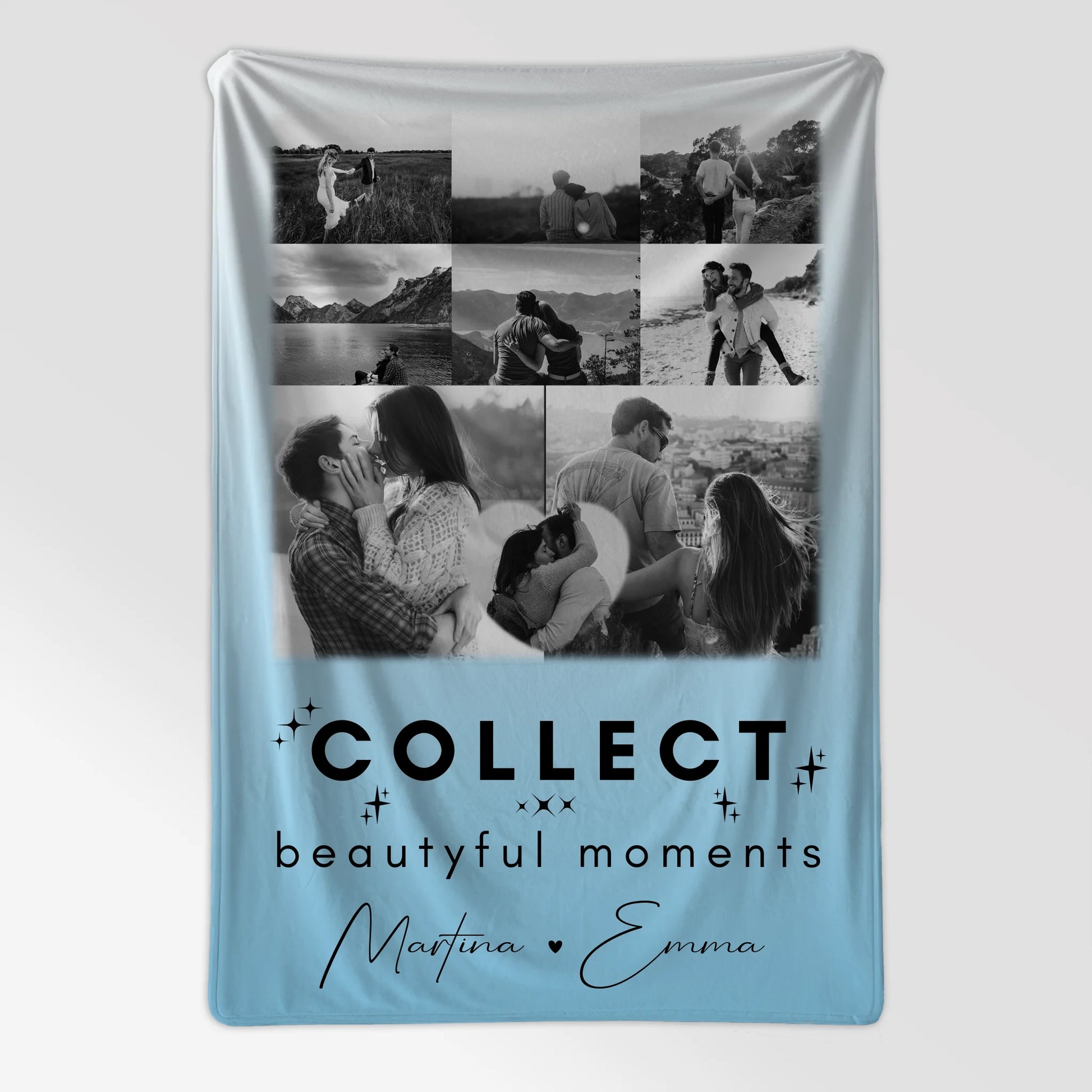 Personalisierte Namensdecke mit 8 Fotos und Herz Foto Collect Beautiful Moments 7