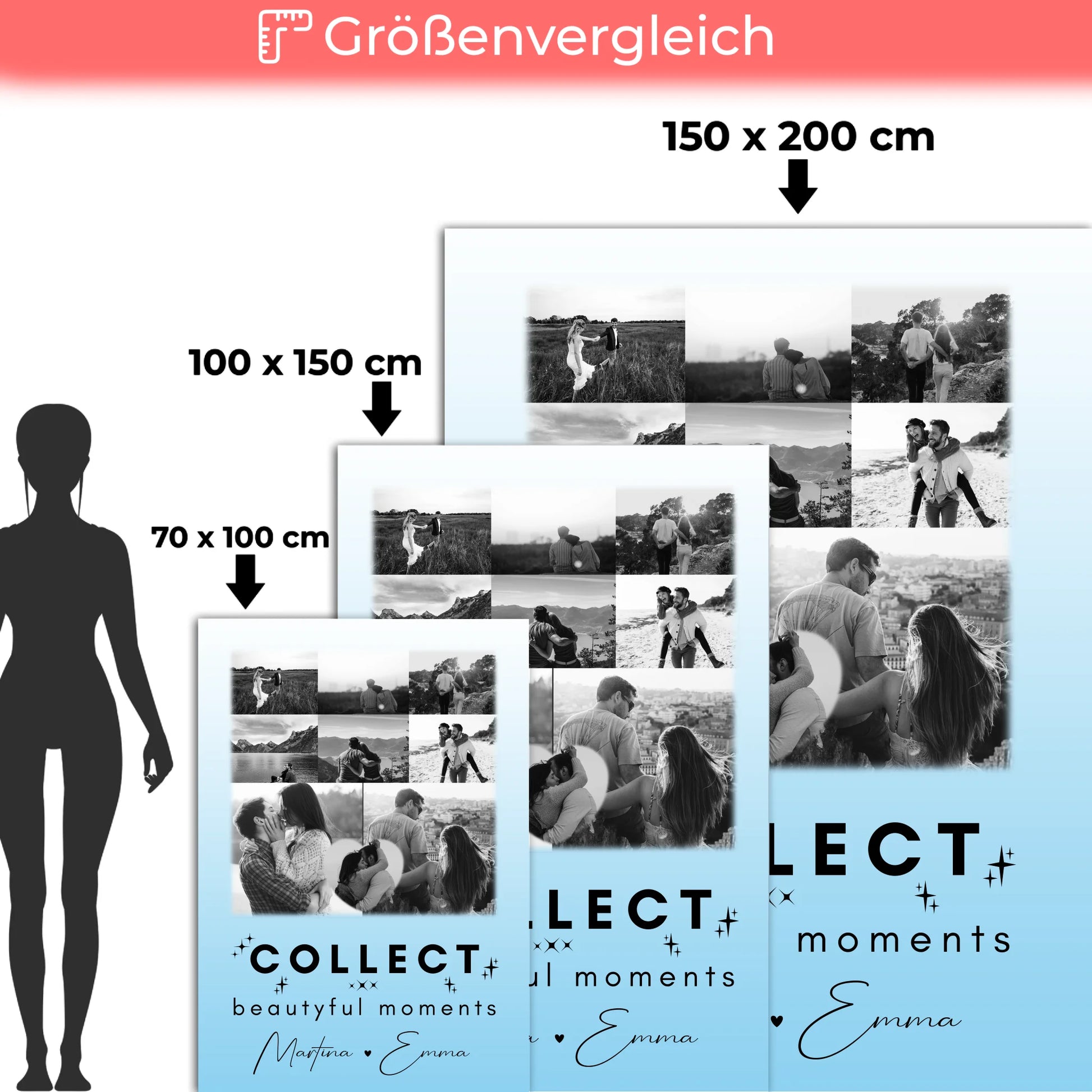 Personalisierte Namensdecke mit 8 Fotos und Herz Foto Collect Beautiful Moments 5