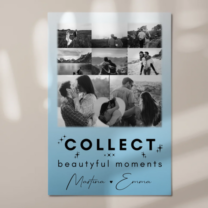 Personalisiertes Fotoboard Poster Magnetisch mit 8 Fotos und 1 Herz Foto Collect Beautiful Moments 1