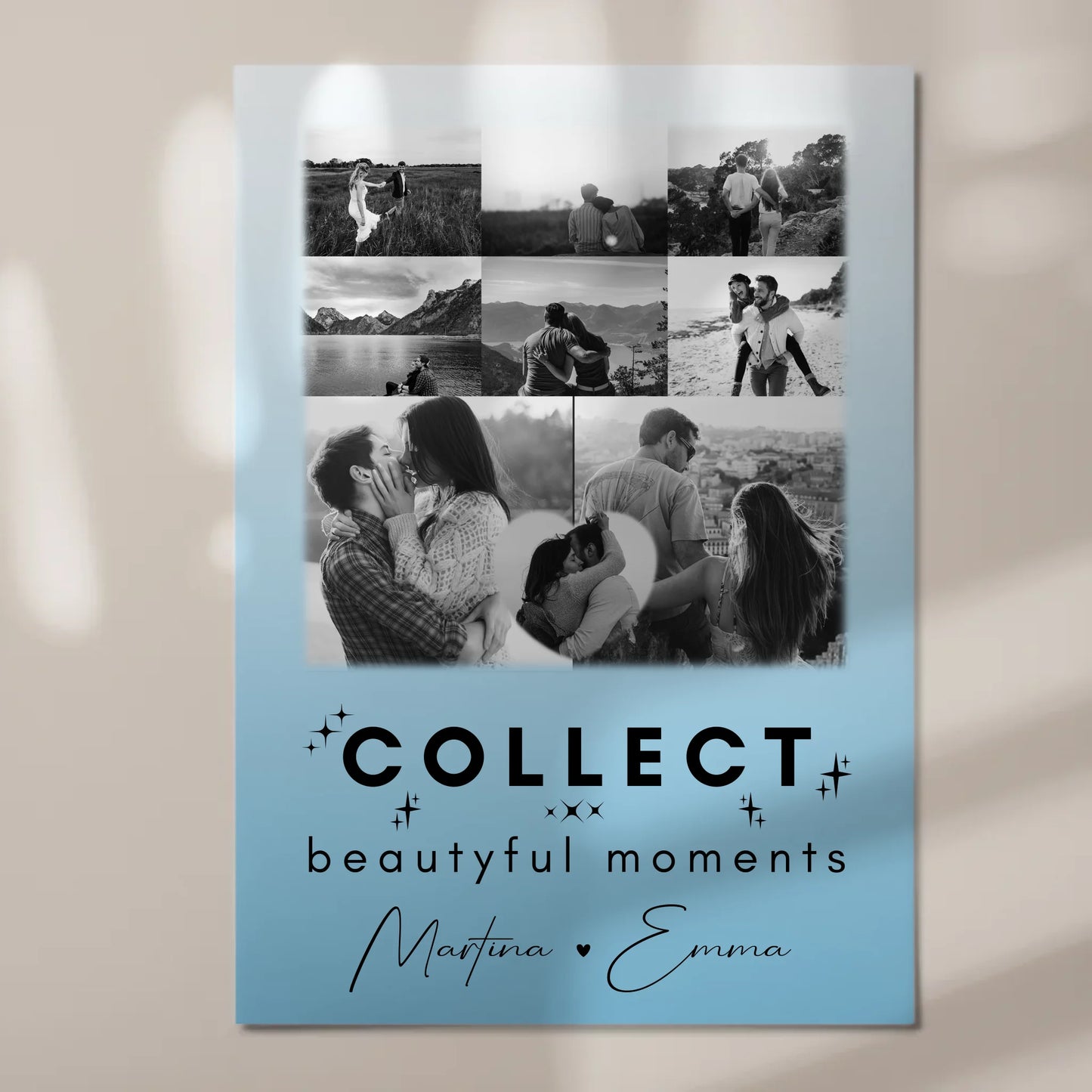 Personalisiertes Fotoboard Poster Magnetisch mit 8 Fotos und 1 Herz Foto Collect Beautiful Moments 7