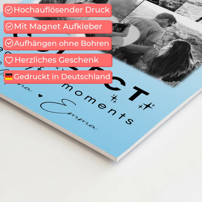 Personalisiertes Fotoboard Poster Magnetisch mit 8 Fotos und 1 Herz Foto Collect Beautiful Moments