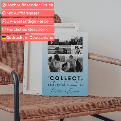 Personalisierte Leinwand Paare mit 8 Fotos und Herz Foto Collect Beautiful Moments