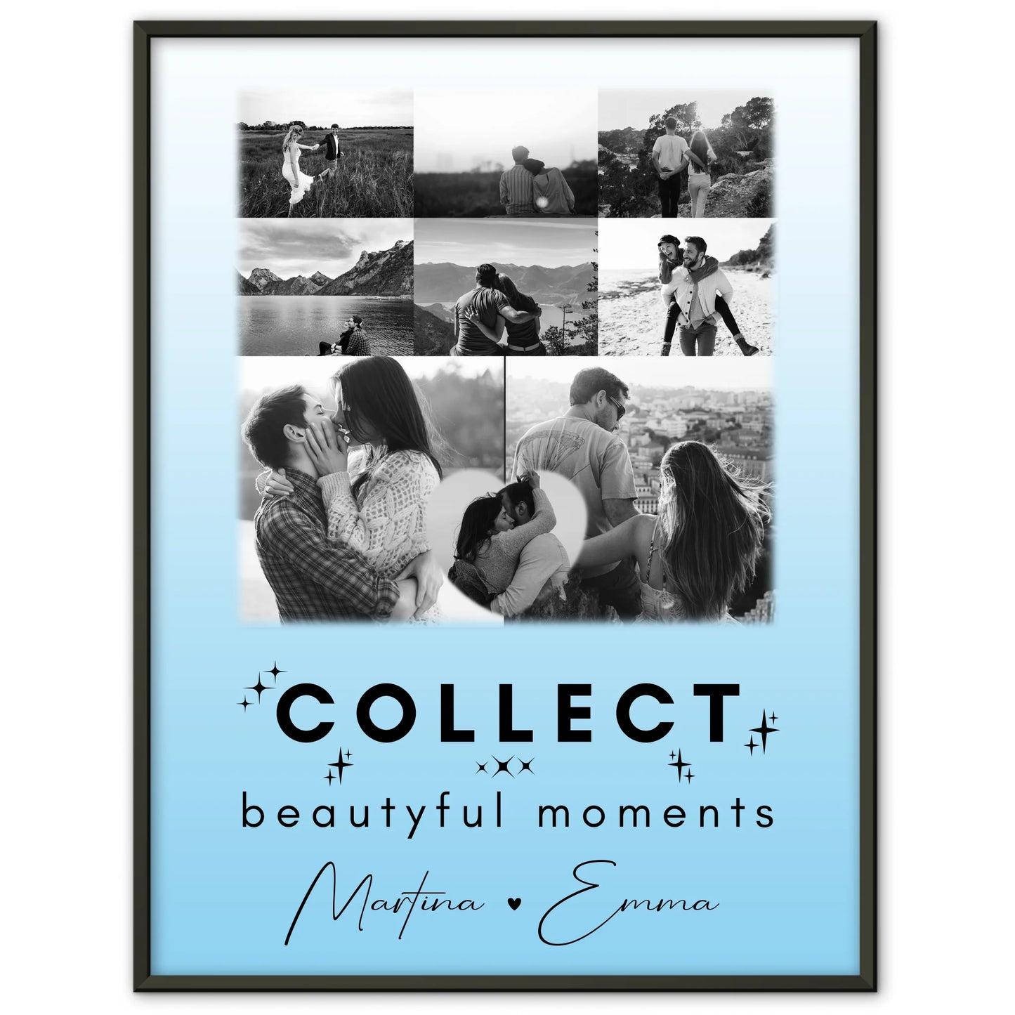 Partner Poster Personalisiert 8 Fotos und 1 Herz Foto Collect Beautiful Moments