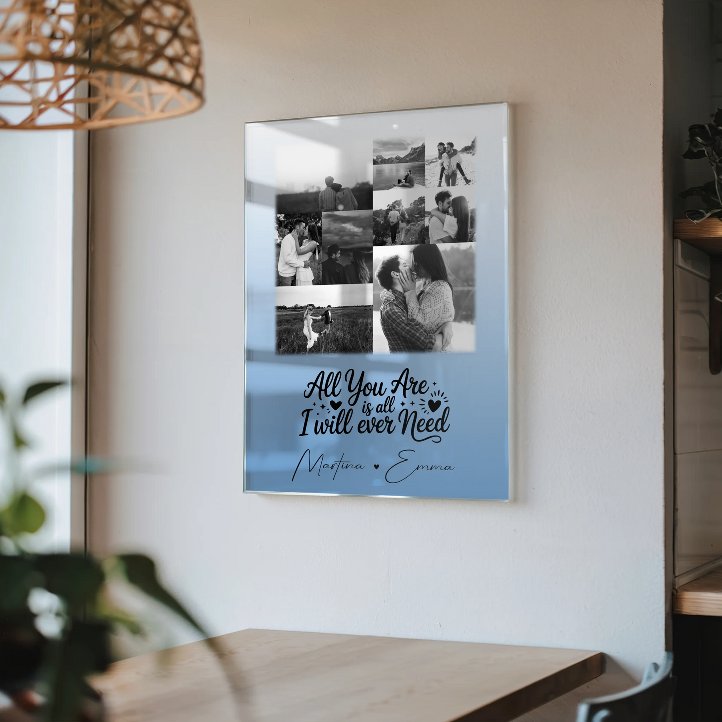 Personalisierte Foto Acrylglas Wanddekoration mit 9 Fotos All you are is all I will ever need