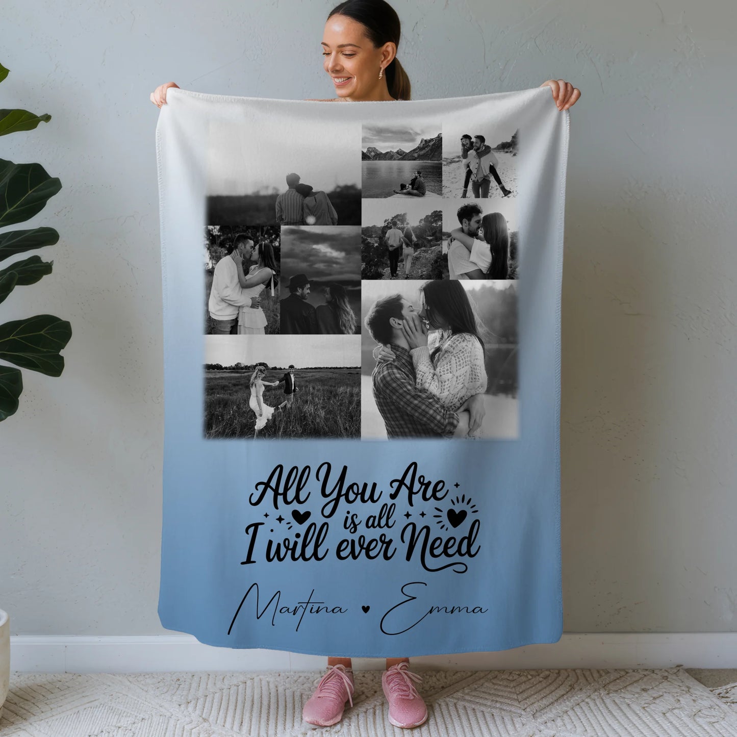 Personalisierte Namensdecke mit 9 Fotos All you are is all I will ever need 1