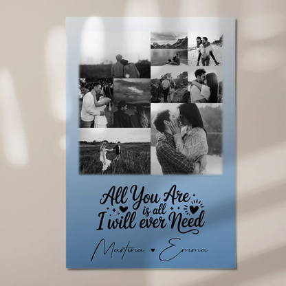 Magnetposter Fotoboard mit 9 Fotos All you are is all I will ever need 1