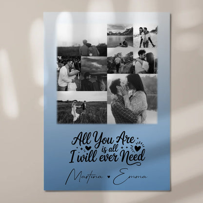 Magnetposter Fotoboard mit 9 Fotos All you are is all I will ever need