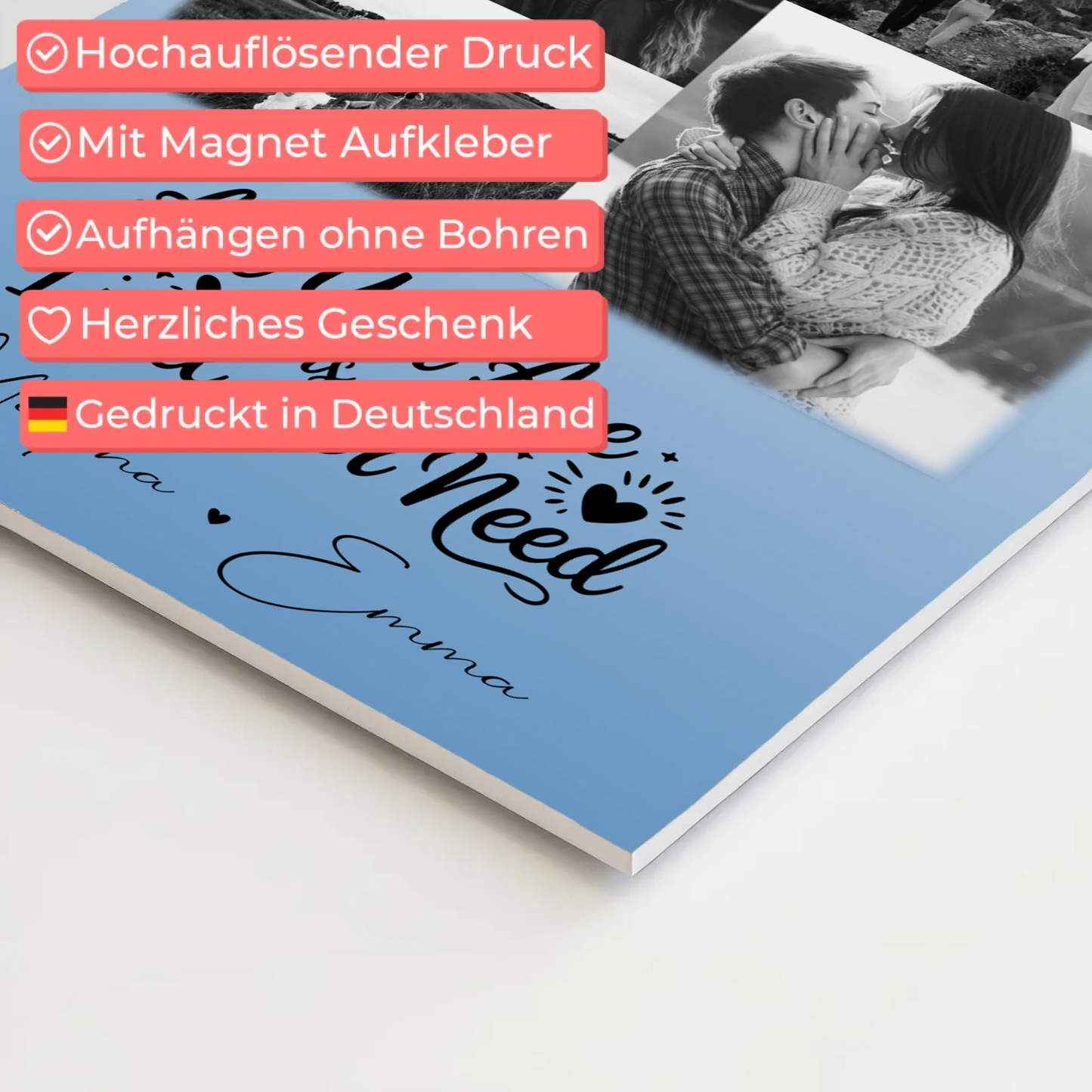 Magnetposter Fotoboard mit 9 Fotos All you are is all I will ever need