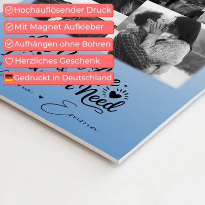 Magnetposter Fotoboard mit 9 Fotos All you are is all I will ever need