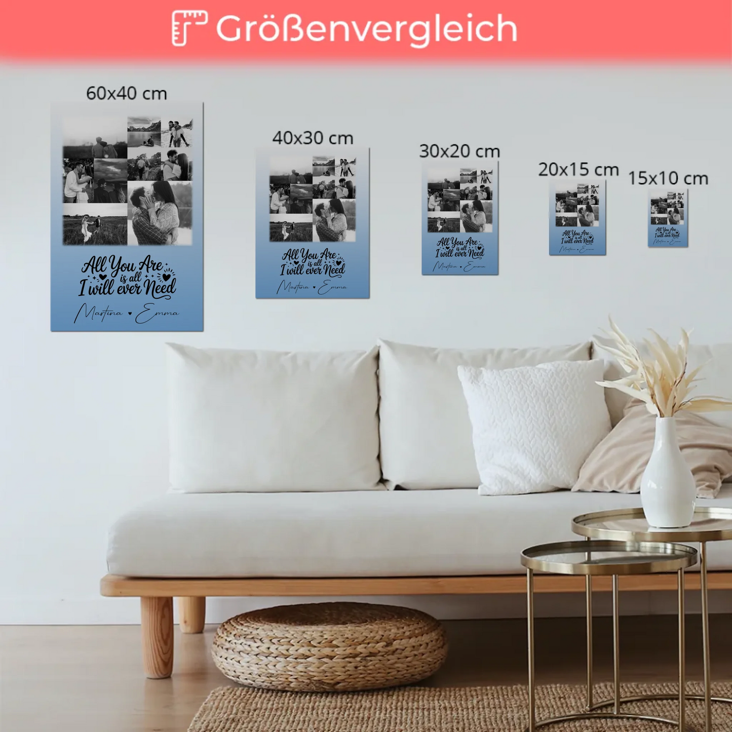 Magnetposter Fotoboard mit 9 Fotos All you are is all I will ever need