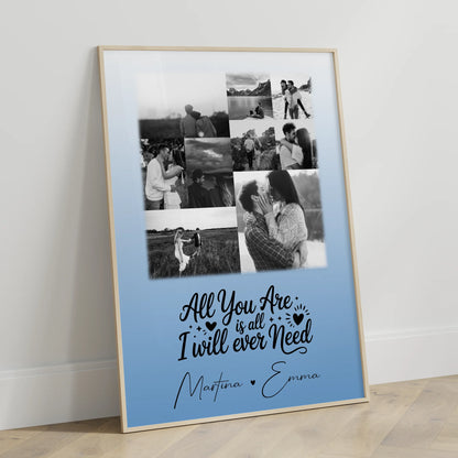Pärchen Poster Personalisiert All you are is all I will ever need