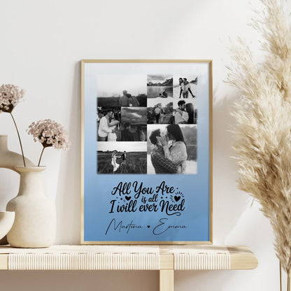 Pärchen Poster Personalisiert All you are is all I will ever need