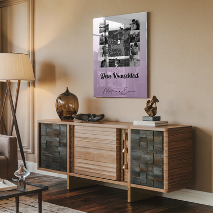 Personalisierte Foto Acrylglas mit 10 Fotos Karte Wunschtext und Home Is Where Your Love Is