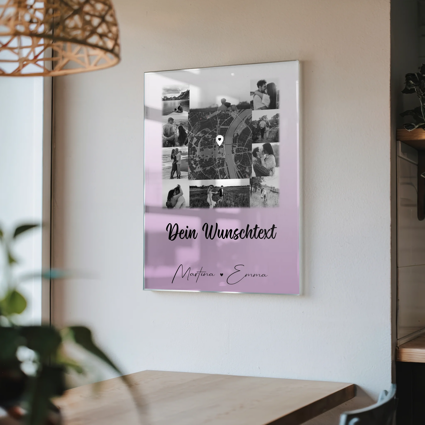 Personalisierte Foto Acrylglas mit 10 Fotos Karte Wunschtext und Home Is Where Your Love Is