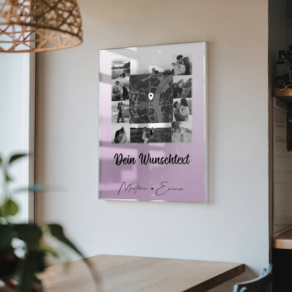 Personalisierte Foto Acrylglas mit 10 Fotos Karte Wunschtext und Home Is Where Your Love Is