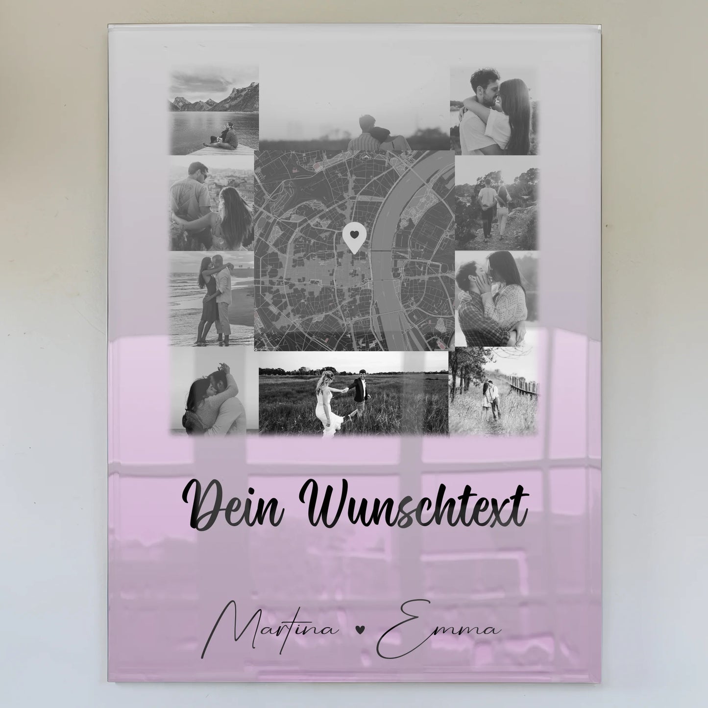 Personalisierte Foto Acrylglas mit 10 Fotos Karte Wunschtext und Home Is Where Your Love Is