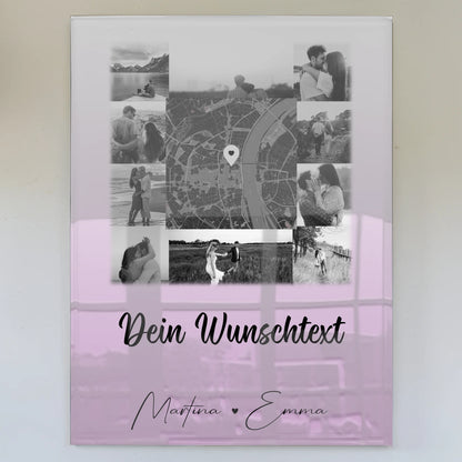 Personalisierte Foto Acrylglas mit 10 Fotos Karte Wunschtext und Home Is Where Your Love Is