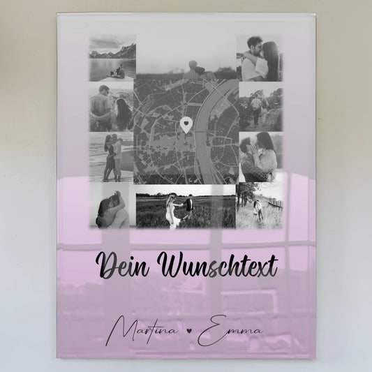Personalisierte Foto Acrylglas mit 10 Fotos Karte Wunschtext und Home Is Where Your Love Is