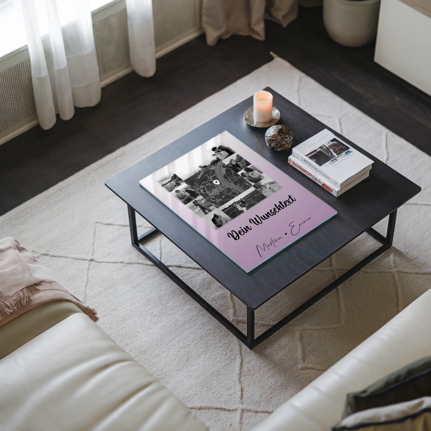 Personalisierte Foto Acrylglas mit 10 Fotos Karte Wunschtext und Home Is Where Your Love Is