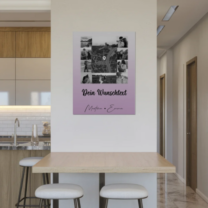 Personalisiertes Fotoboard Magnet Poster mit 10 Fotos Wunschtext und Karte in der Mitte Home Is Where Your Love Is 8