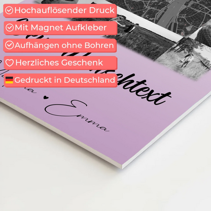 Personalisiertes Fotoboard Magnet Poster mit 10 Fotos Wunschtext und Karte in der Mitte Home Is Where Your Love Is