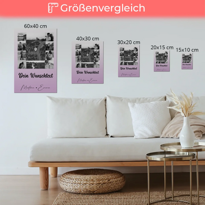 Personalisiertes Fotoboard Magnet Poster mit 10 Fotos Wunschtext und Karte in der Mitte Home Is Where Your Love Is